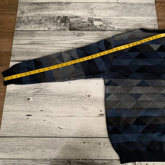 Vintage 90s Geometric Print Dad Office Grunge Corpcore Knit Crewneck Sweater - Picture 12 of 12